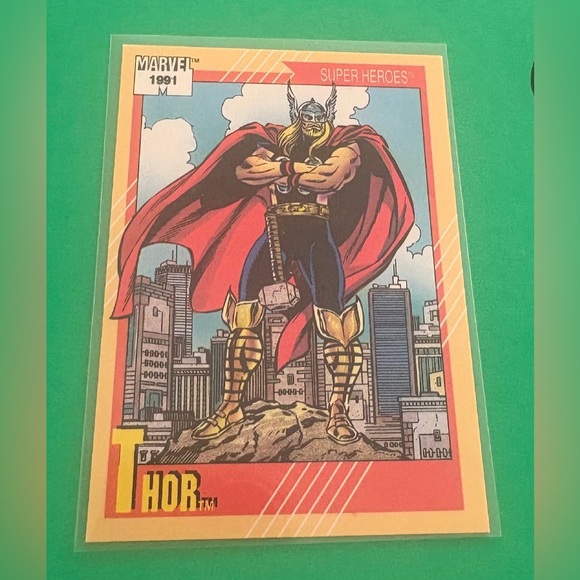 Marvel Other - Marvel Thor Power Ratings Card with Blue and Red Accents